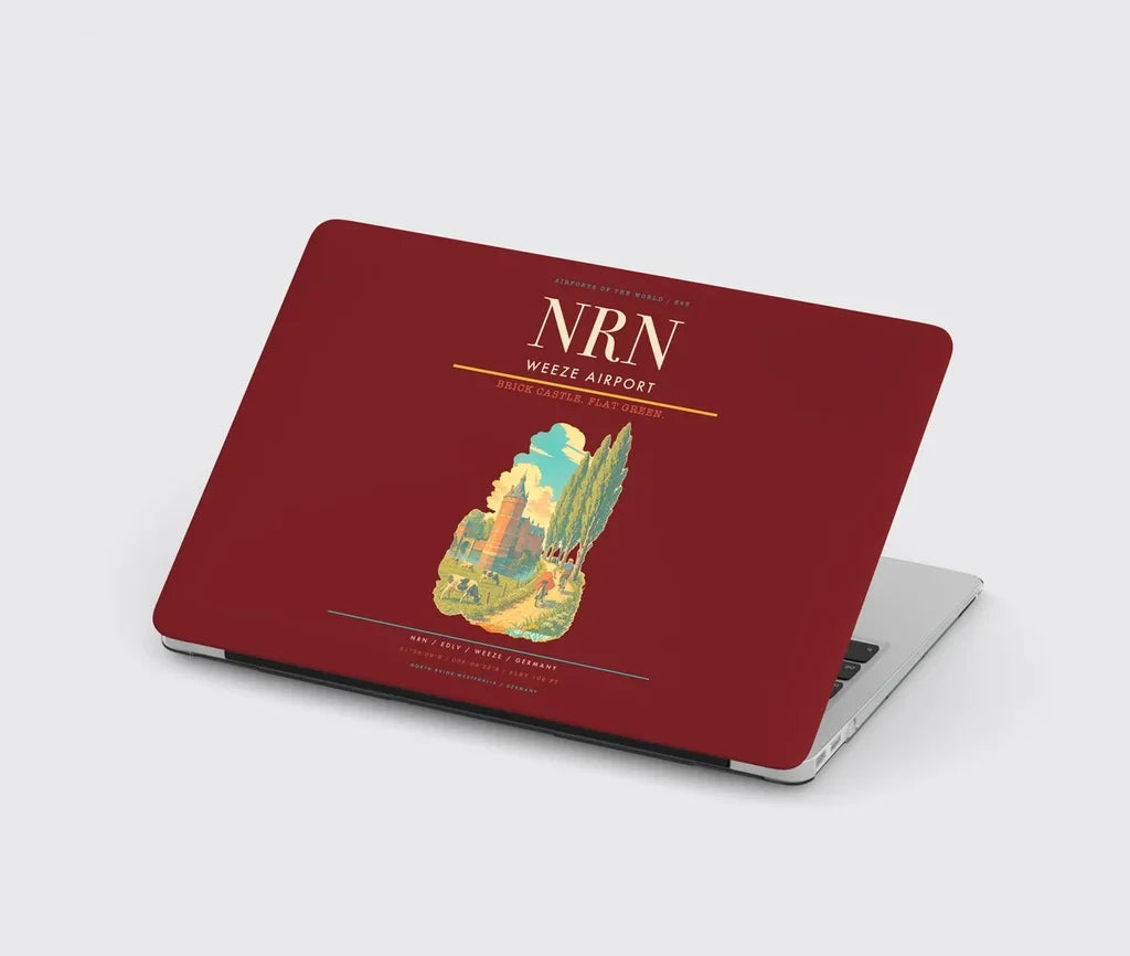 Weeze Airport (NRN) design on dark red MacBook case
