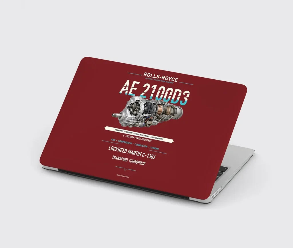 AE 2100D3 design on dark red MacBook case