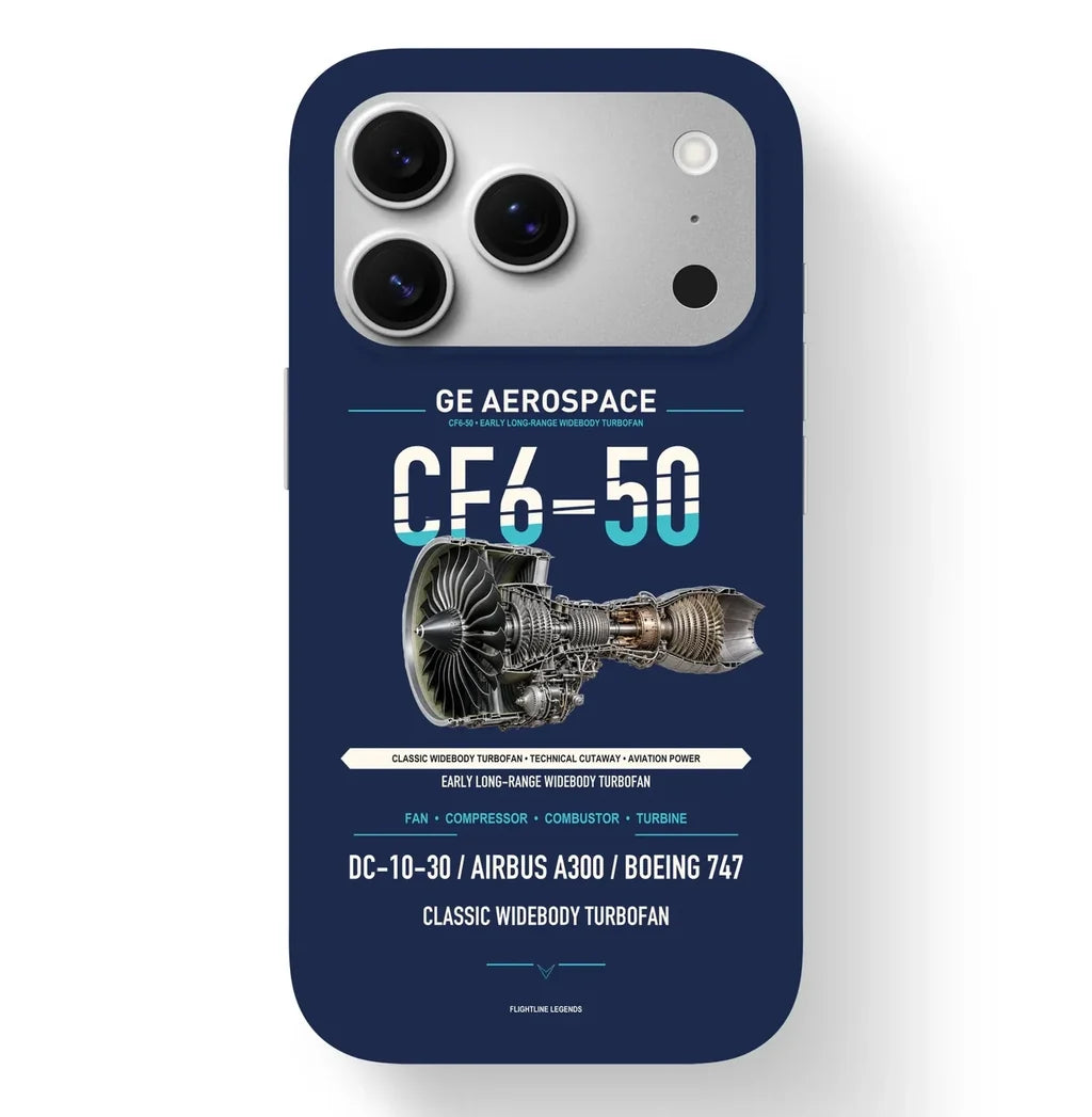 CF6-50 Case design on navy blue iphone case