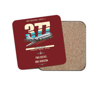 Thumbnail for Boeing 377 Stratocruiser design on dark red 1 piece coaster