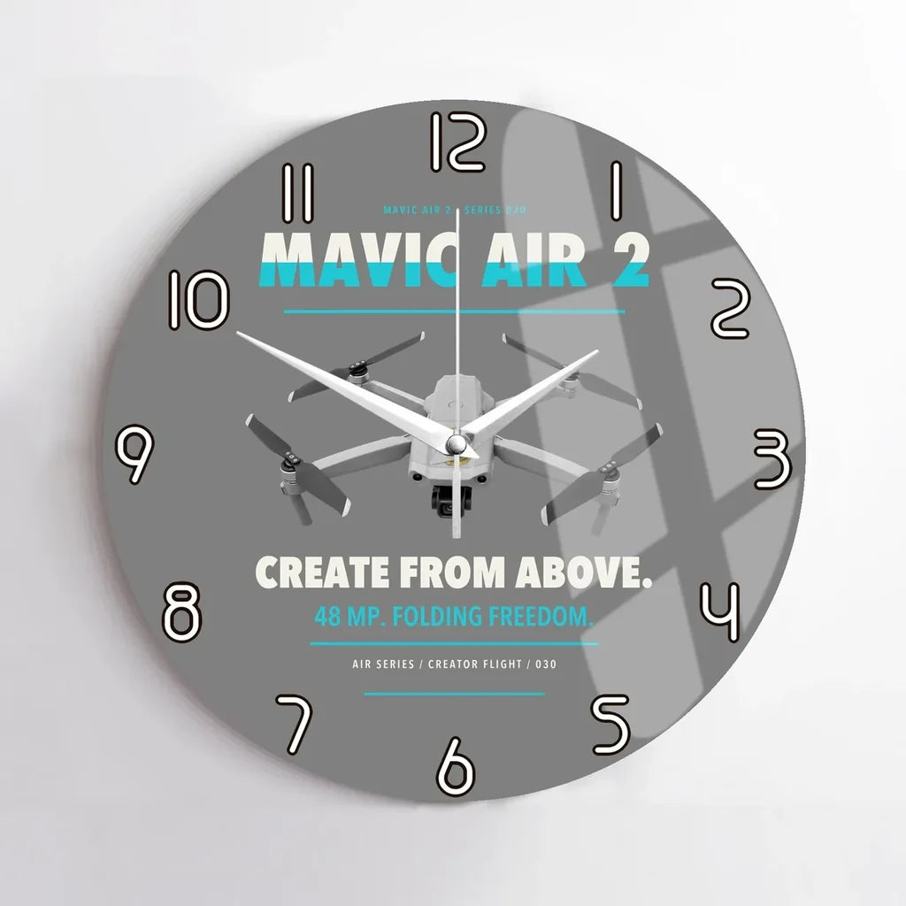 DJI Mavic Air 2 design on gray no frame wall clock