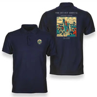 Thumbnail for VINTAGE G4121 - The Jet Set Arrival - Double-Side Polo T-Shirt design on navyblue