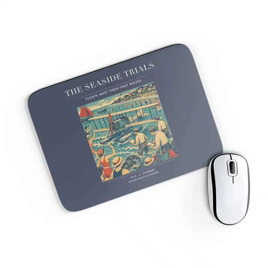 VINTAGE G4328 - The Seaside Trials - Designed Mouse Pads design on navyblue rectangle