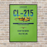 Thumbnail for Canadair CL-215 vertical canvas print - framed - light green background