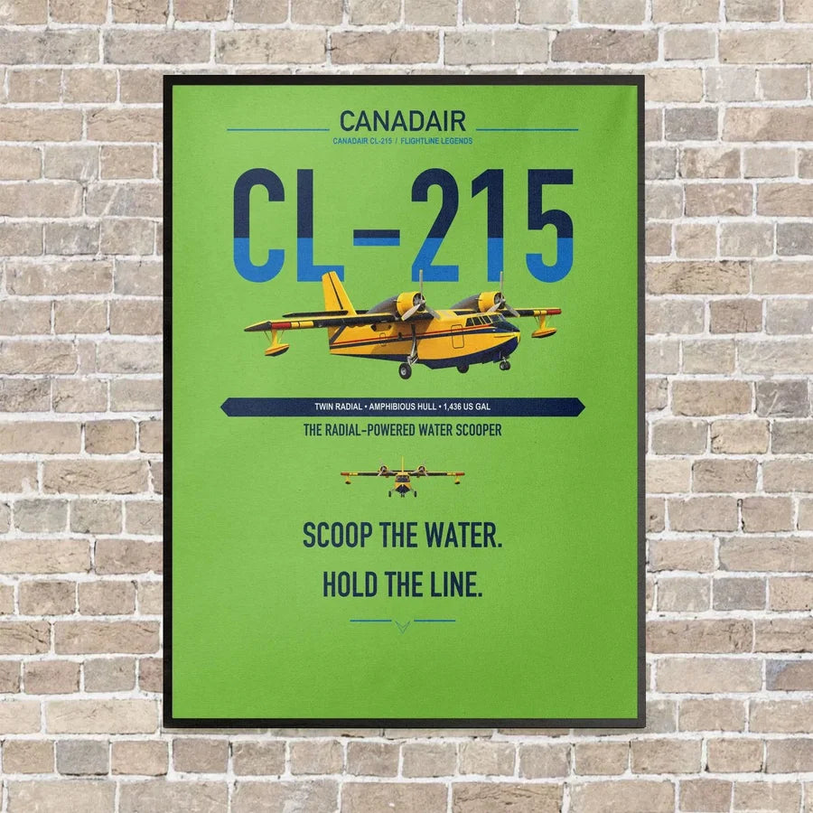 Canadair CL-215 vertical canvas print - framed - light green background