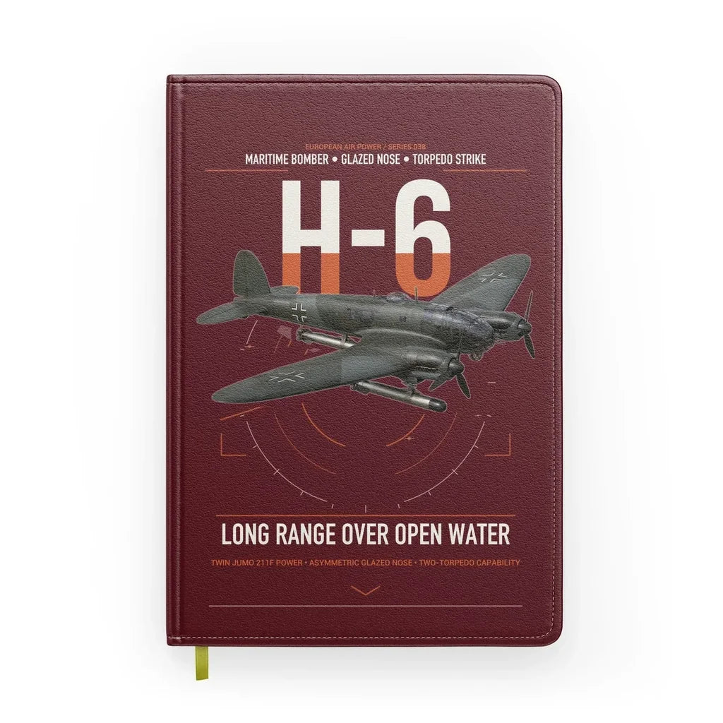 Heinkel He 111H-6 design on dark red notebook