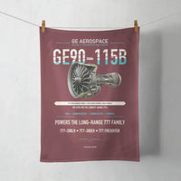 Thumbnail for GE90-115B design on dark red towel