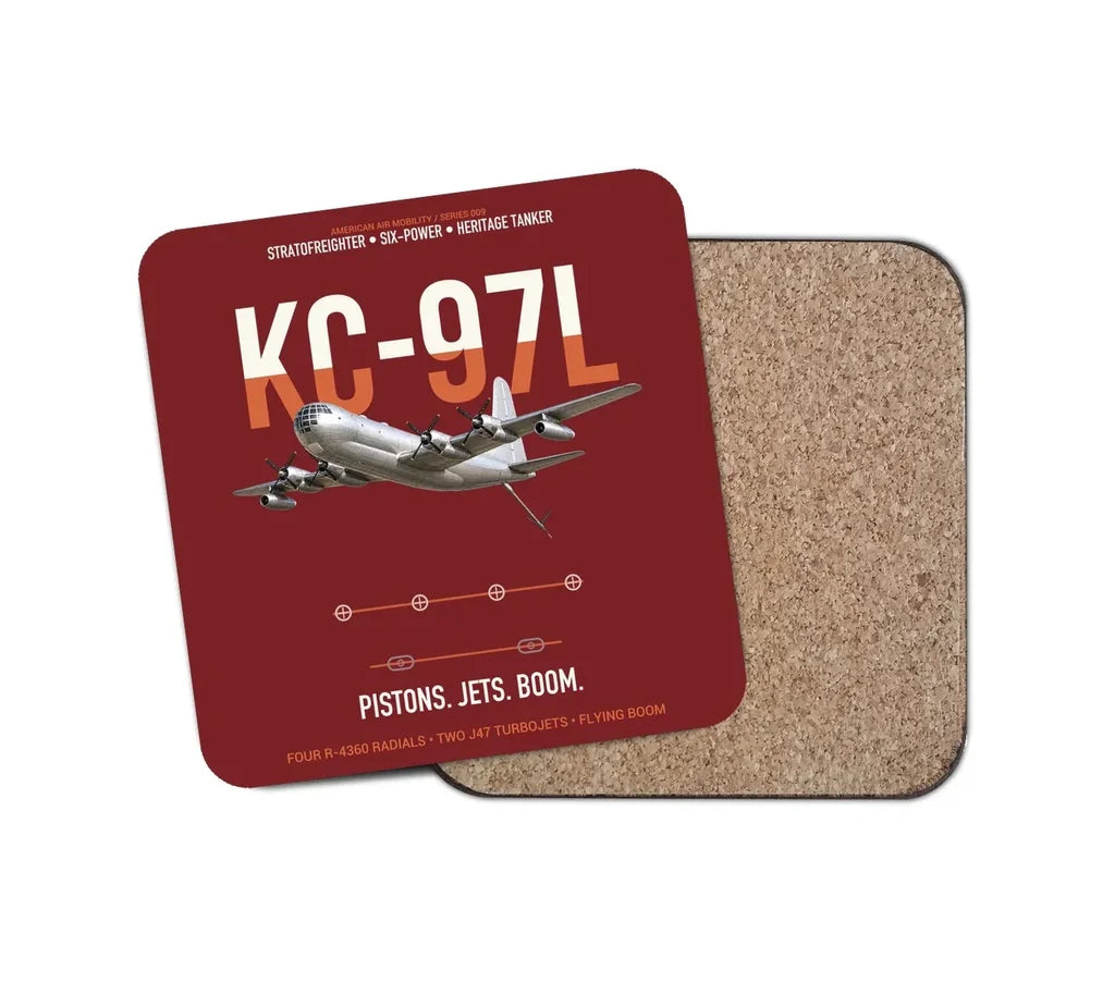 KC-97L STRATOFREIGHTER design on dark red 1 piece coaster
