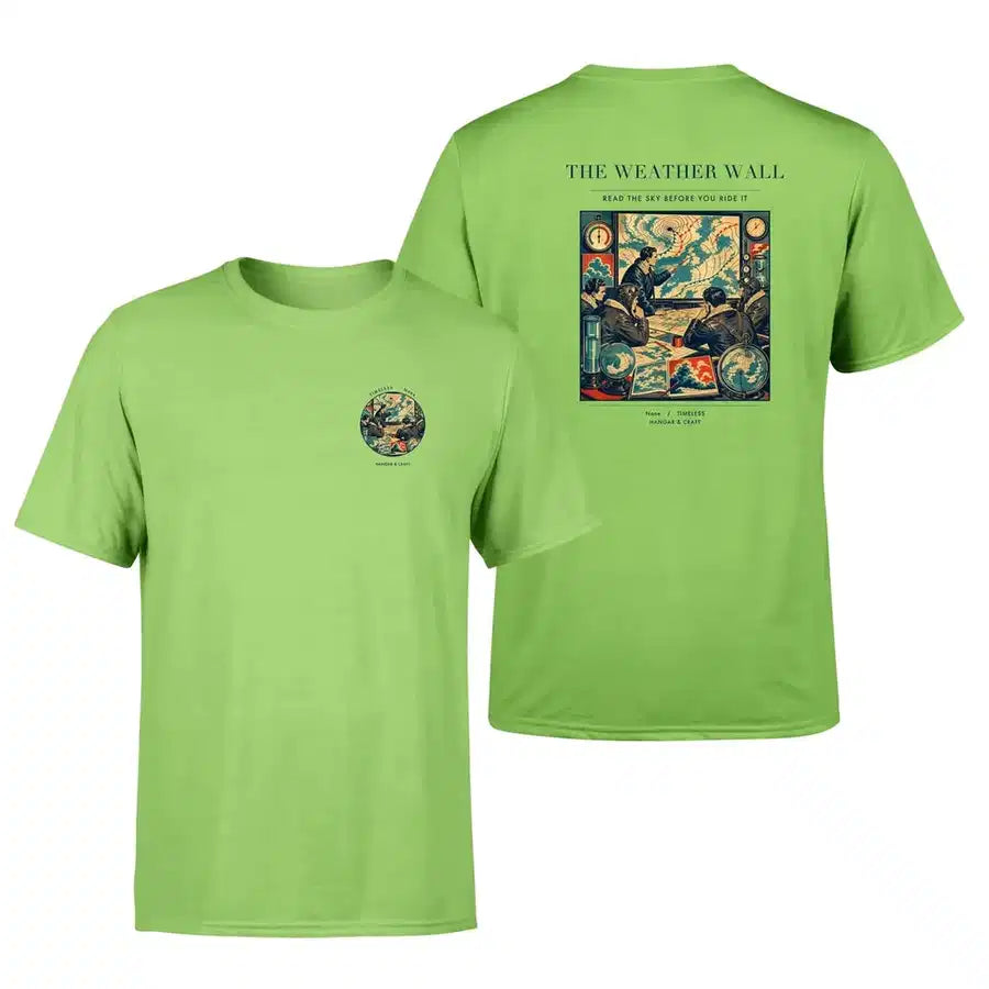 VINTAGE G4141 - The Weather Wall - Double-Side T-Shirt design on lightgreen double side t shirt