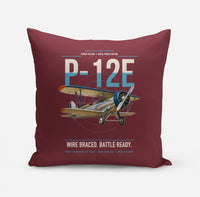 Thumbnail for Boeing P-12E design on dark red pillow