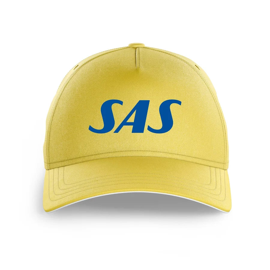 SAS Airlines logo printed on yellow cap