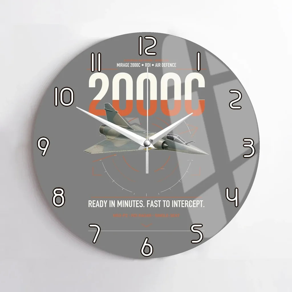 Dassault Mirage 2000C RDI design on gray no frame wall clock