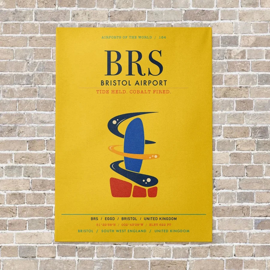 Bristol Airport BRS vertical canvas print - no frame - yellow background
