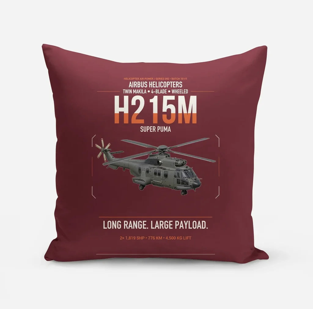 Airbus H215M design on dark red pillow