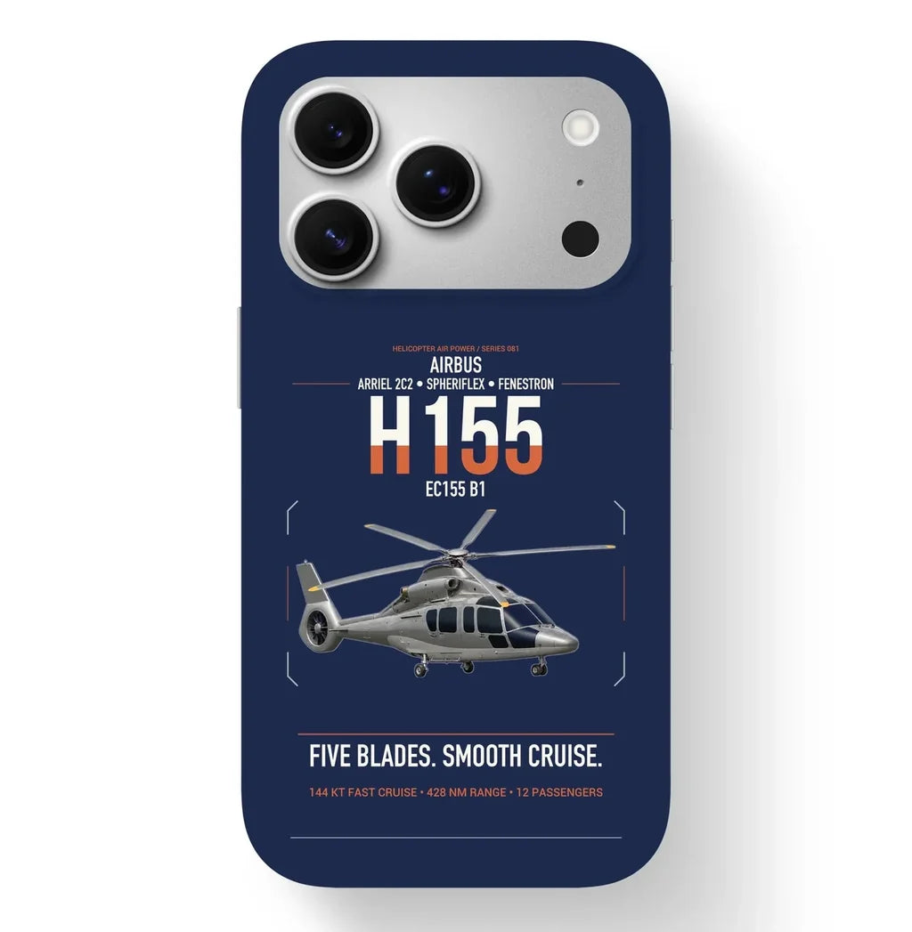 Airbus H155 EC155 B1 design on navy blue magsafe iphone case, for iPhone 17 Pro