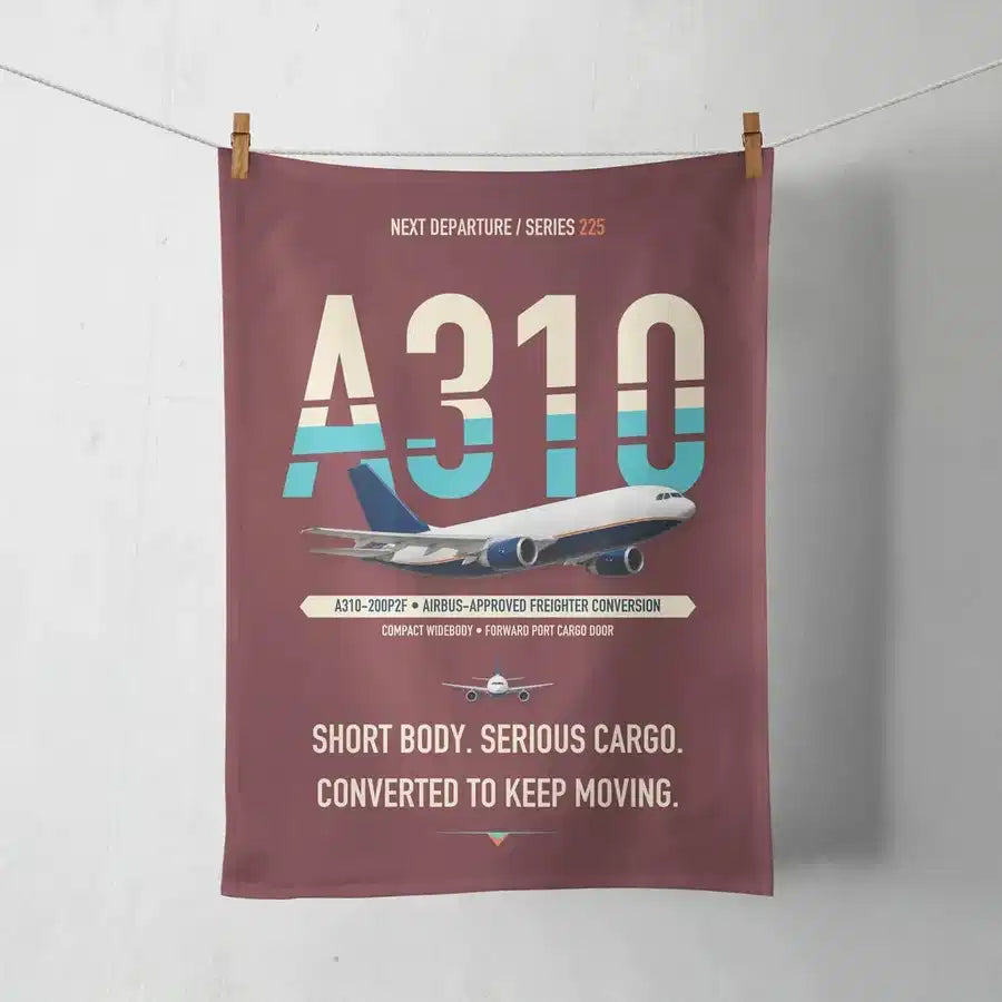 Airbus A310-200P2F design on dark red towel