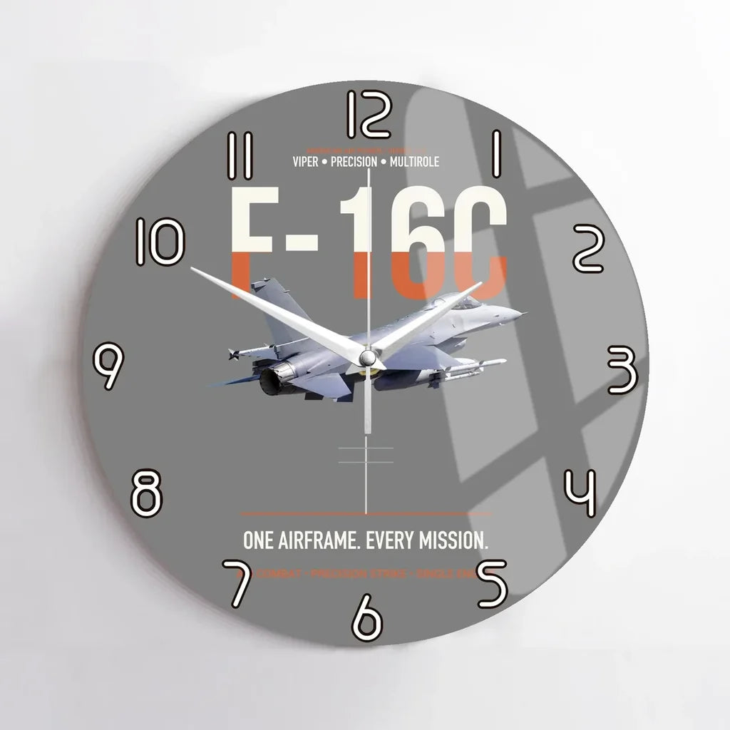 F-16C Fighting Falcon One Airframe Every Mission design on gray no frame wall clock