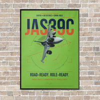Thumbnail for Saab JAS 39C Gripen vertical canvas print - framed - light green background