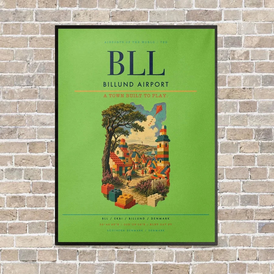 Billund Airport BLL - Canvas Framed - Light Green