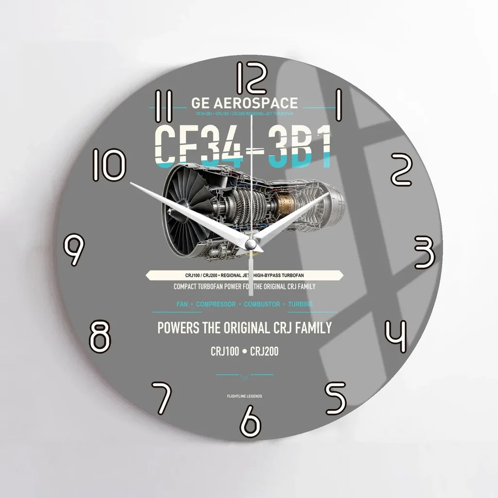 CF34-3B1 design on gray no frame wall clock