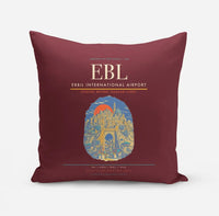 Thumbnail for Erbil International Airport (EBL) design on dark red pillow