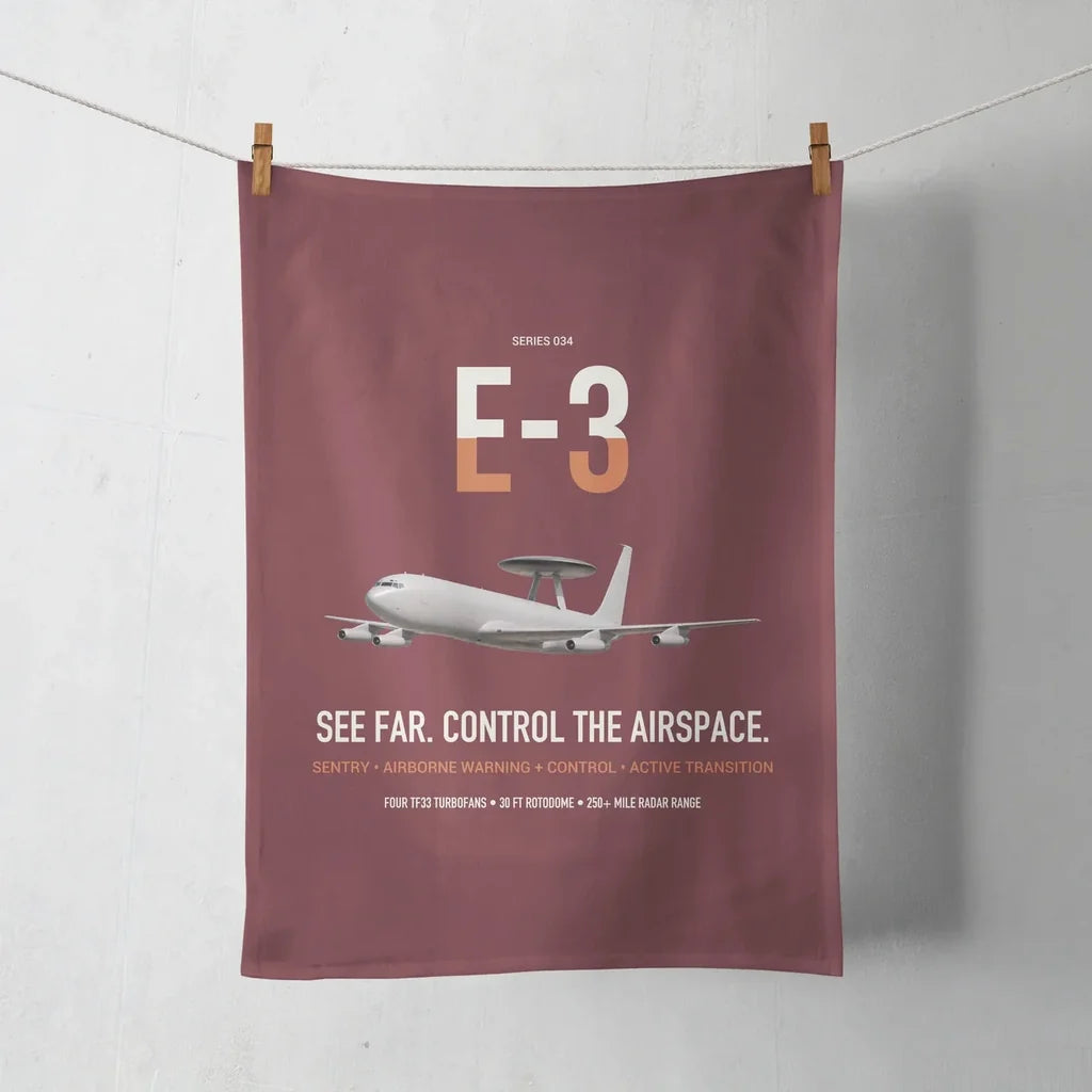 E-3 Sentry AWACS design on dark red towel