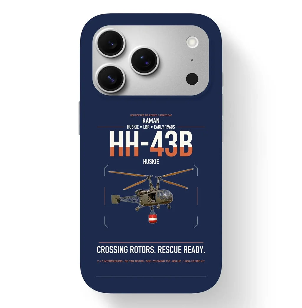 Kaman HH-43B Huskie design on navy blue magsafe iphone case, for iPhone 17 Pro