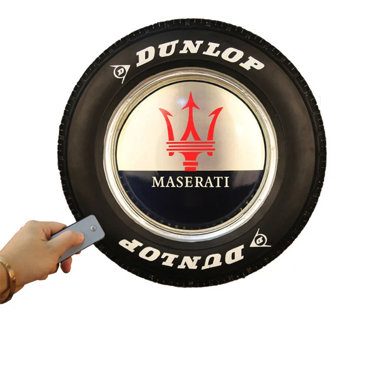 Hanging wall decoration — Retro Iron LED Tire Wall Hanging silhouette — view 13