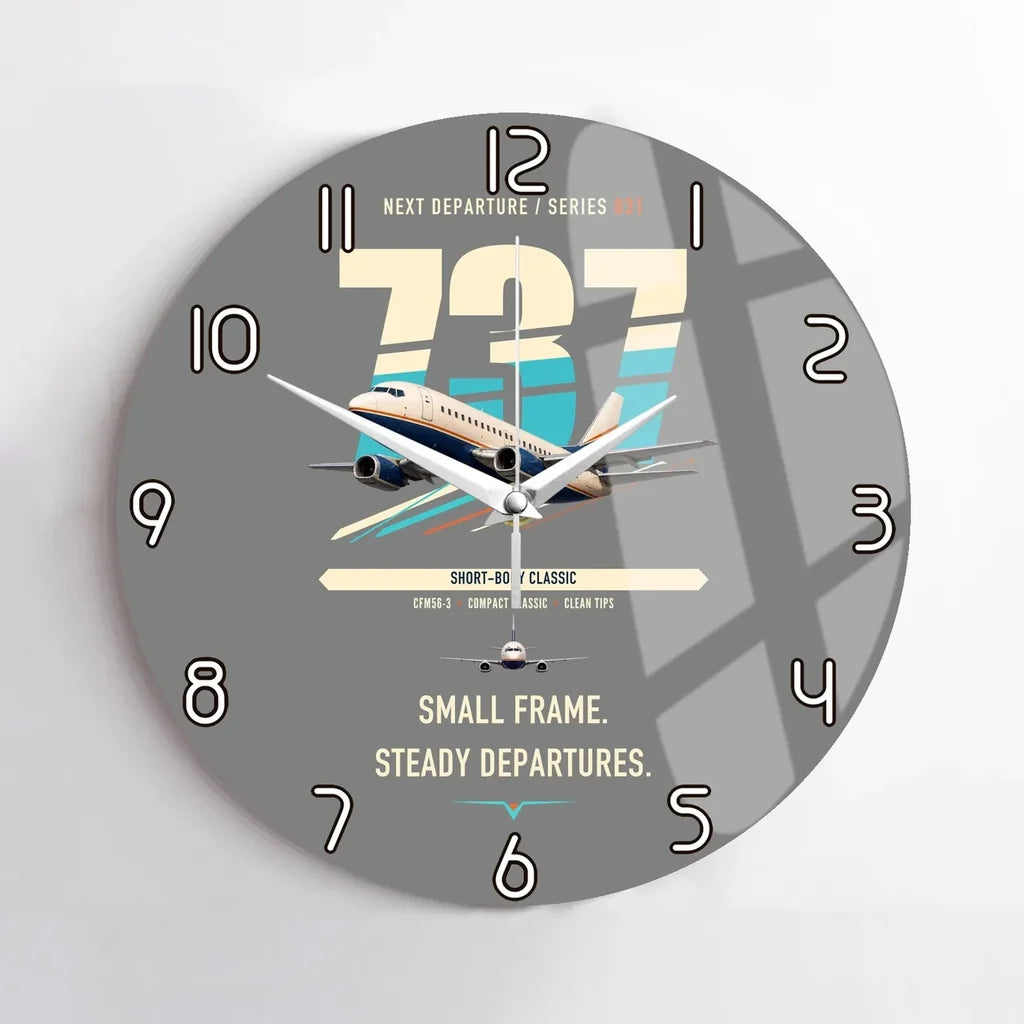 Boeing 737-500 Classic design on gray no frame wall clock