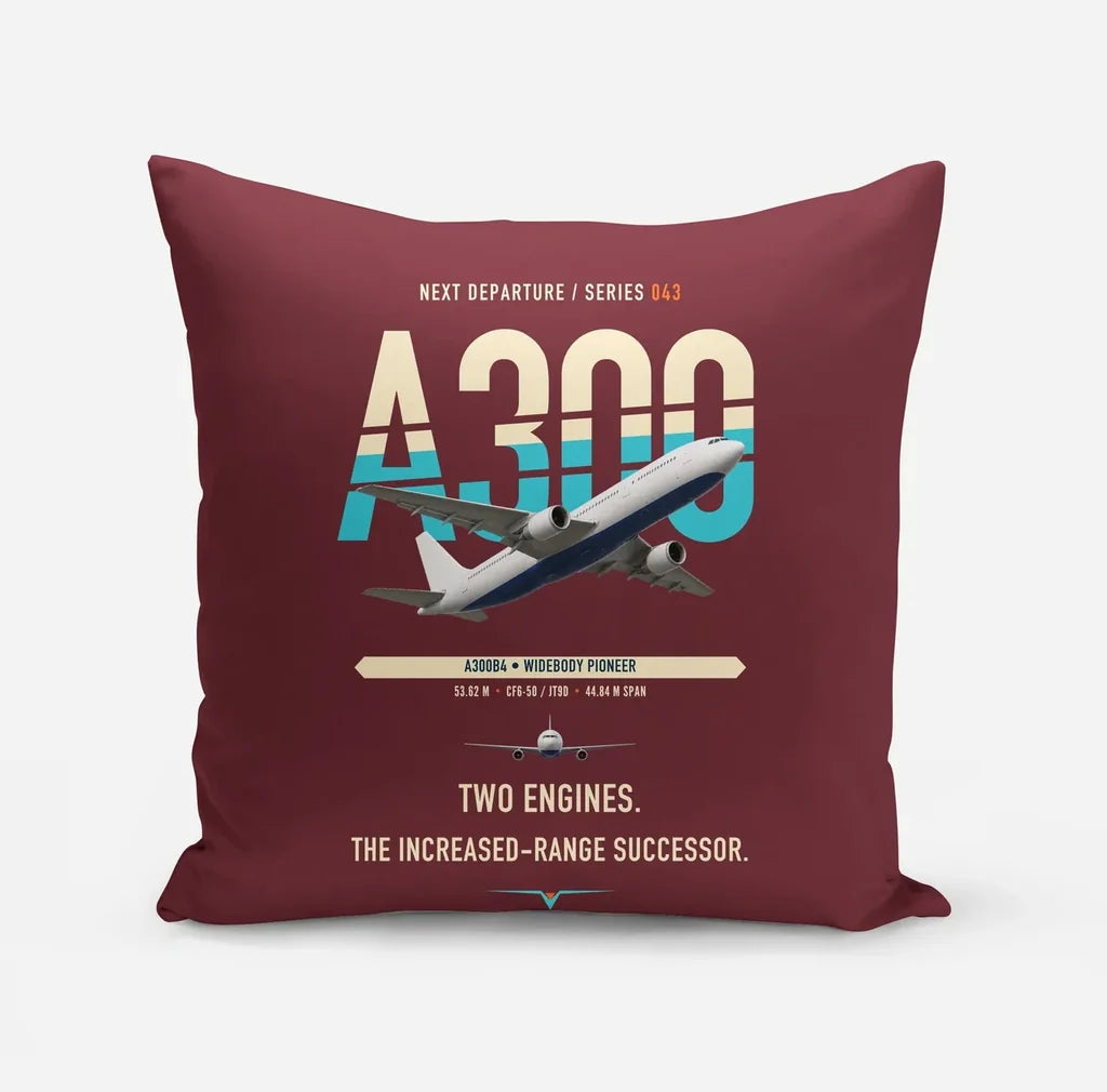 Airbus A300B4 design on dark red pillow