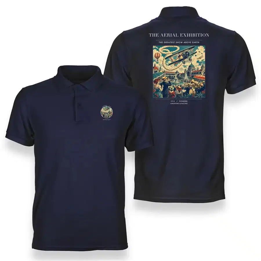 VINTAGE G4004 - The Aerial Exhibition - Double-Side Polo T-Shirt design on navyblue