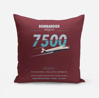 Thumbnail for Bombardier Global 7500 design on dark red pillow