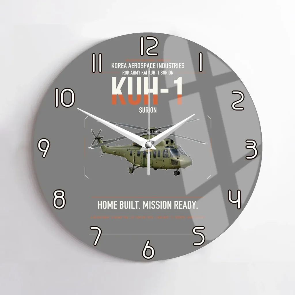 Korea Aerospace Industries KUH-1 Surion design on gray no frame wall clock