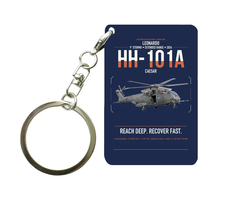 Leonardo HH-101A Caesar design on navy blue designed key chain, double-side print