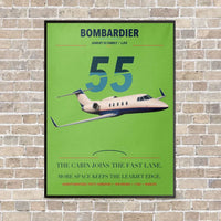 Thumbnail for Bombardier Learjet 55 vertical canvas print - framed - light green background
