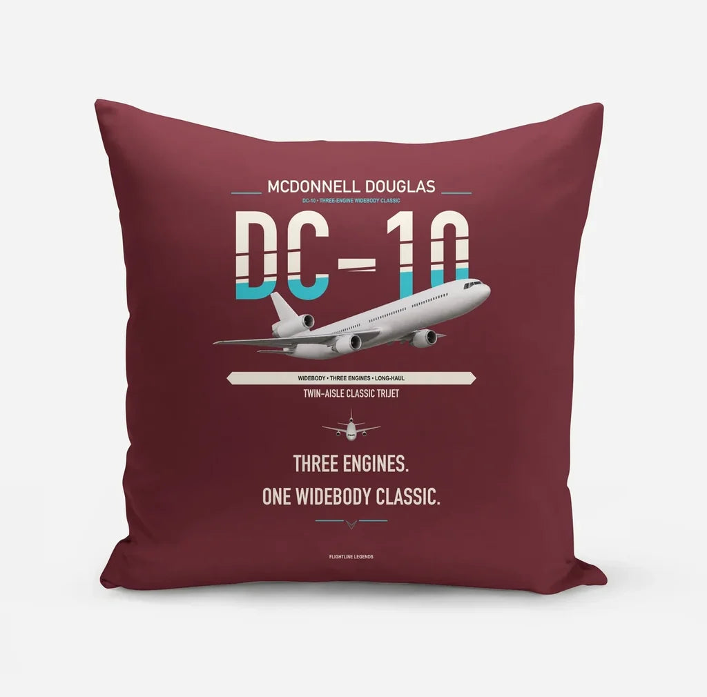 McDonnell Douglas DC-10 design on dark red pillow