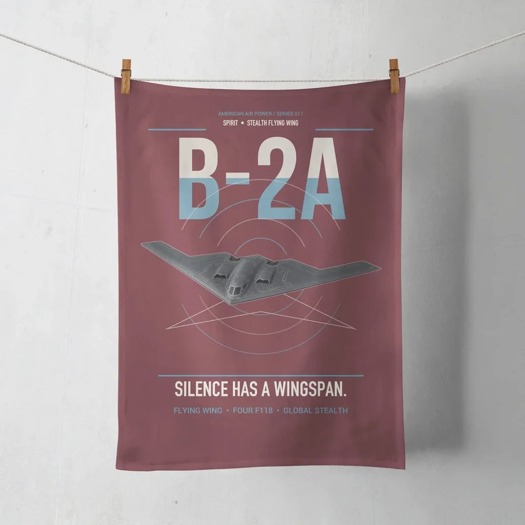 B-2A Spirit design on dark red towel