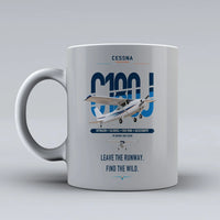 Thumbnail for Cessna 180J Skywagon design on light gray ceramic mug, double-side print