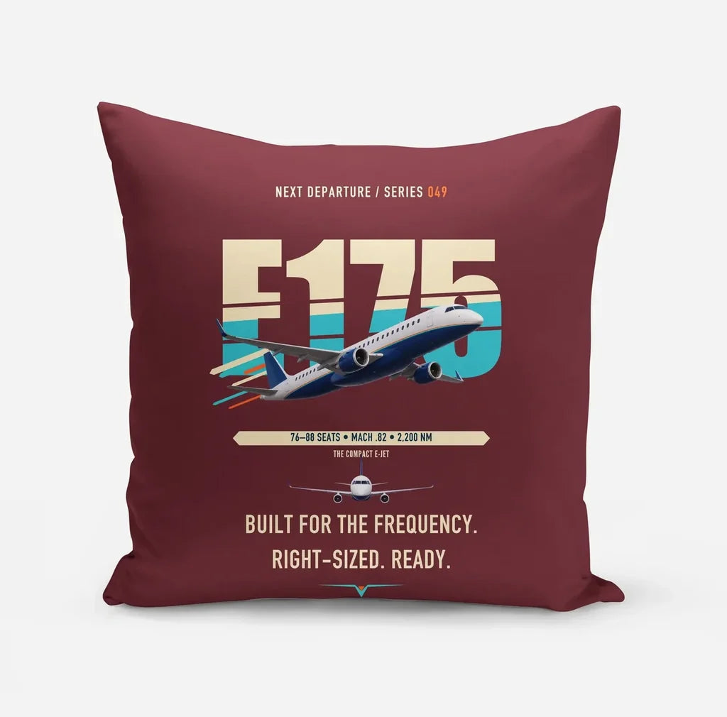 Embraer E175 design on dark red pillow