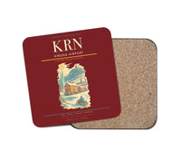 Thumbnail for Kiruna Airport (KRN) design on dark red 1 piece coaster
