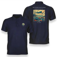 Thumbnail for VINTAGE G4367 - The Storm Surge Patrol - Double-Side Polo T-Shirt design on navyblue