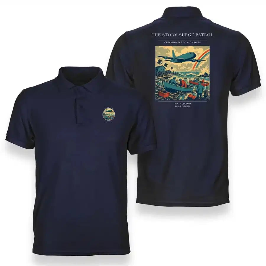 VINTAGE G4367 - The Storm Surge Patrol - Double-Side Polo T-Shirt design on navyblue