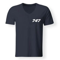 Thumbnail for 747 Flat Text Designed V-Neck T-Shirts - view 12