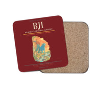 Thumbnail for Bemidji Regional Airport (BJI) design on dark red 1 piece coaster