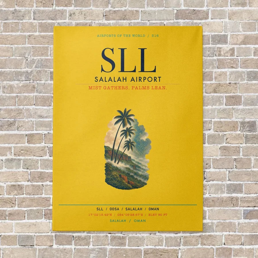 Salalah Airport SLL vertical canvas print - no frame - yellow background