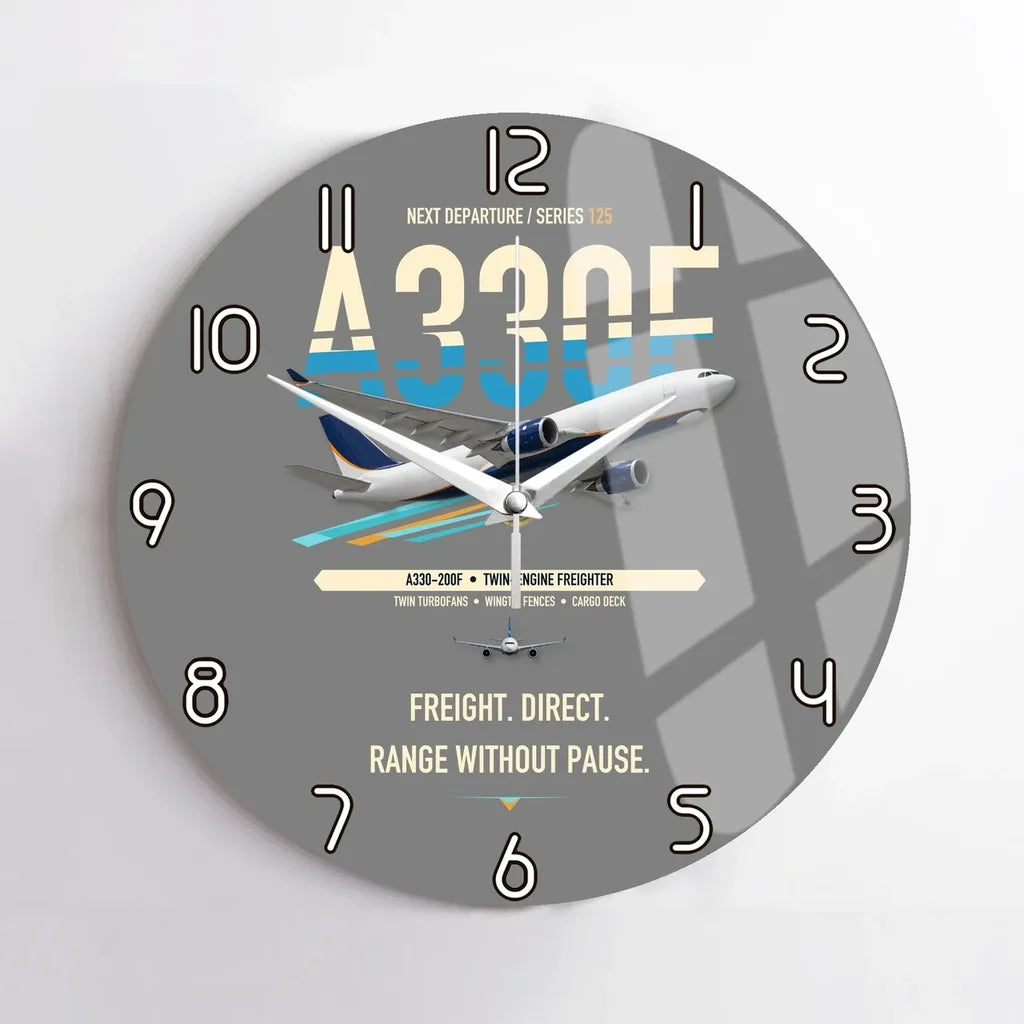 Airbus A330-200F design on gray no frame wall clock