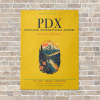 Thumbnail for Portland International Airport PDX vertical canvas print - no frame - yellow background