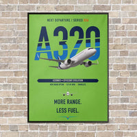 Thumbnail for Airbus A320neo vertical canvas print - framed - light green background