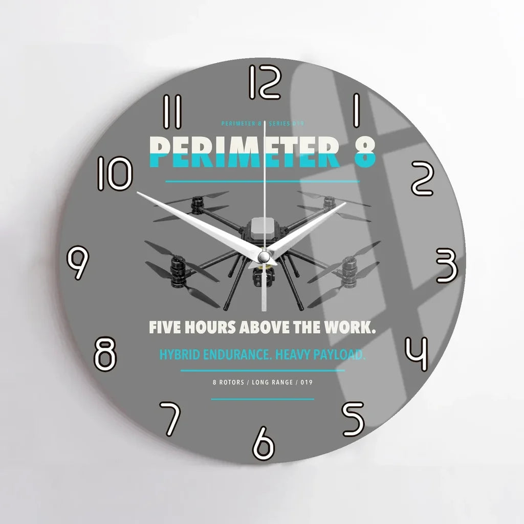 Skyfront Perimeter 8 design on gray no frame wall clock