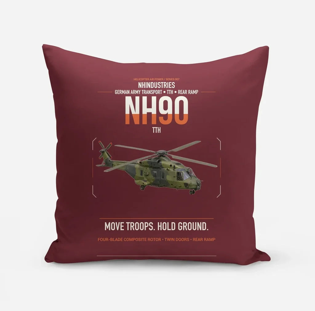 NHIndustries NH90 TTH design on dark red pillow